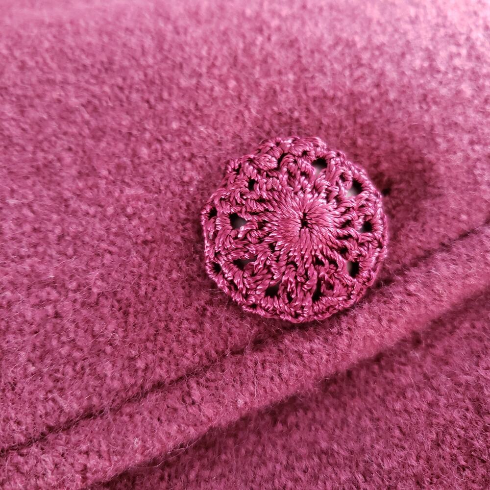 Kate Hill Wool Sweater Jacket Crocheted Details & Buttons Magenta Size Large P - Picture 4 of 9